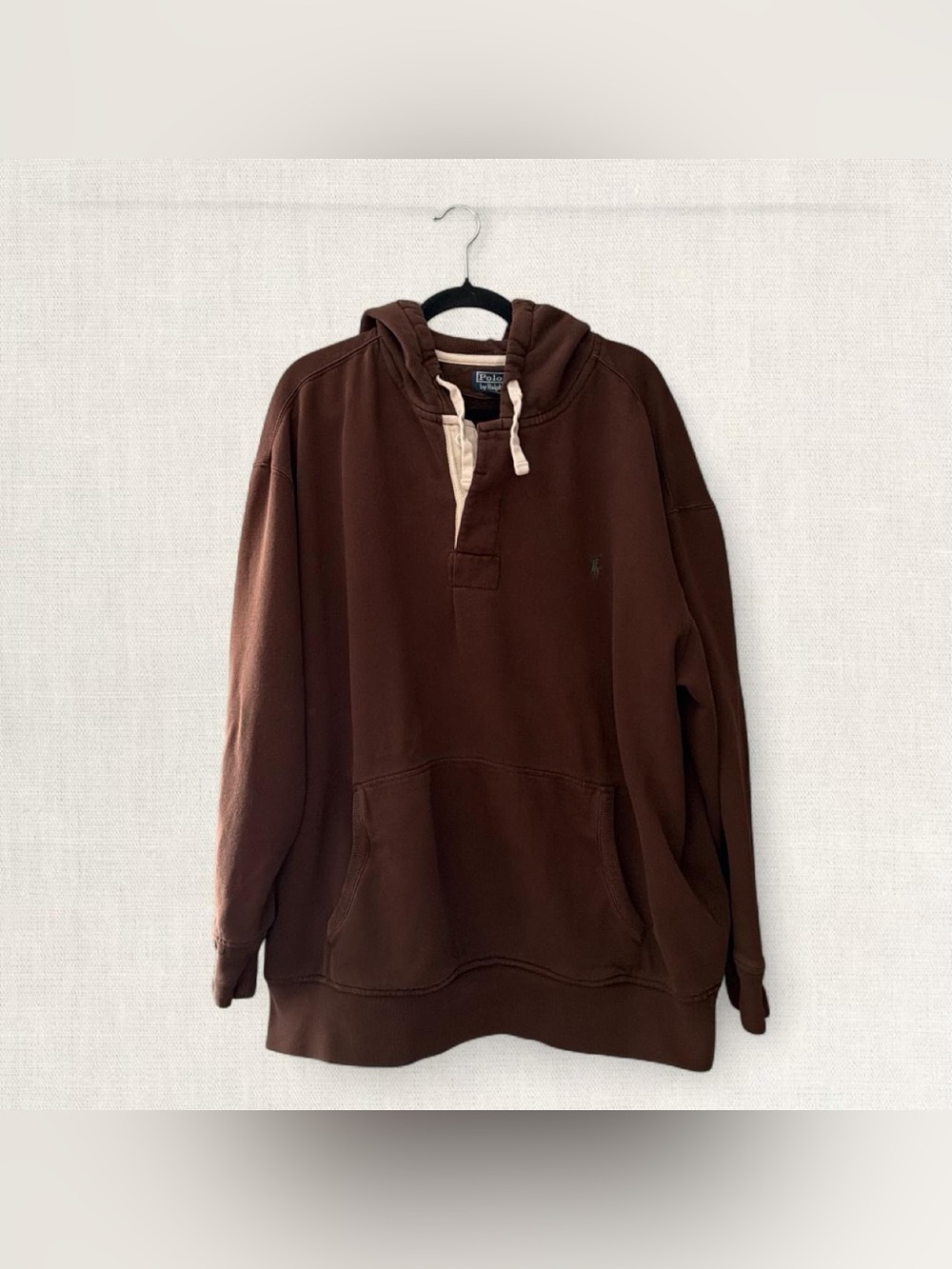 Polo by Ralph Lauren Brown Hooded Pullover with Contrast Drawcord